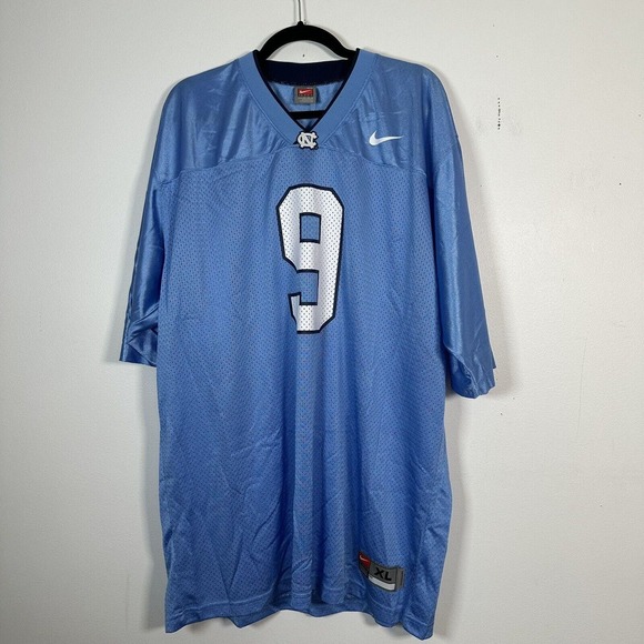 VTG Nike Team North Carolina Tar Heels UNC Blue NCAA Football Jersey #9 Men’s XL - Picture 1 of 8